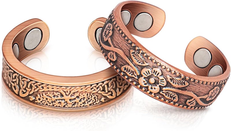 Auramag Copper Rings for Women,Magnetic Rings Adjustable Copper Ring with 3500 Gauss Magnets,100% Pure Copper Jewelry for Women - Image 1